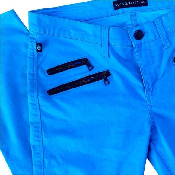 Rock & Republic Turquoise‎ Zipper Skinny Fit Pants - Picture 1 of 5